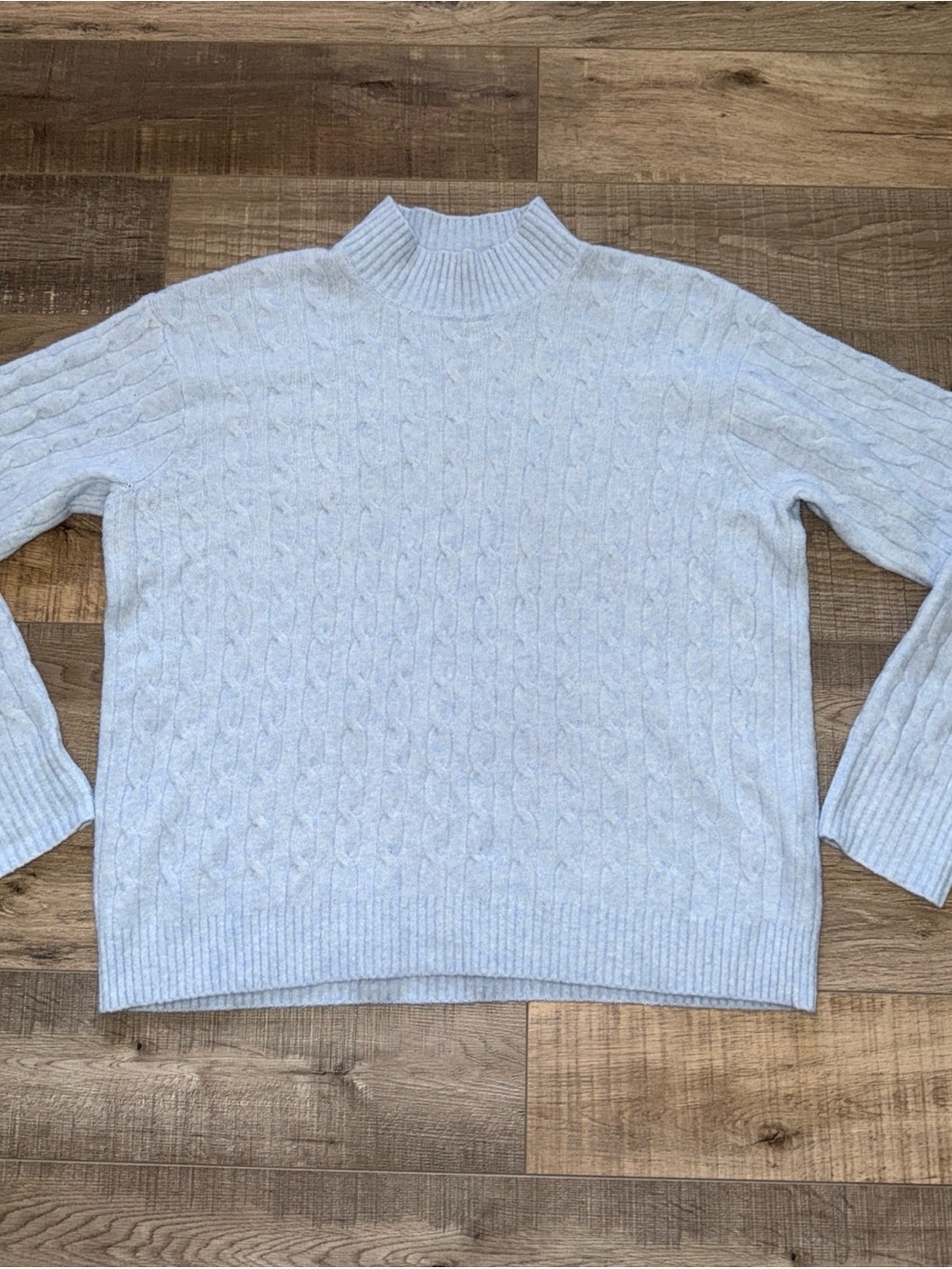 J Crew extra soft Light Blue Cable Knit Mock Neck Sweater - Women